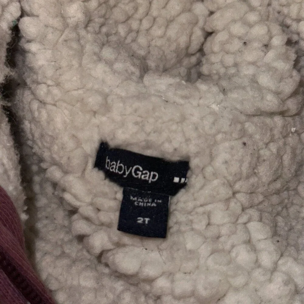 Girls 2yr 2T Baby Gap Logo Purple Zip Up Hoodie GLITTER arch logo